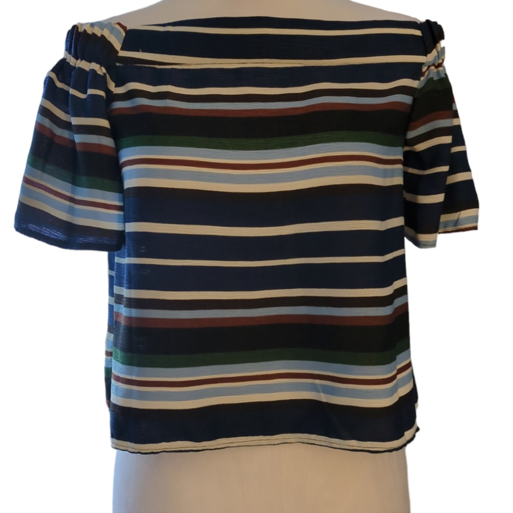 Althea blouse Strapless with line color blue green white Brown size S